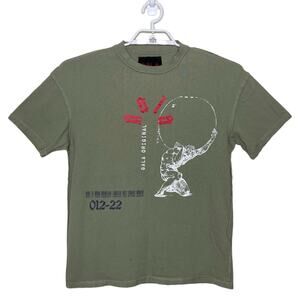 GALA Original Resistance Graphic T Shirt Olive Green Art Print Distressed Sz S‎